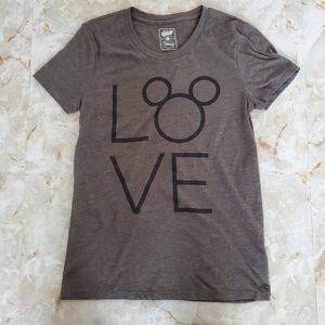 Old Navy Mickey Mouse Love Top Womens Size Small Grey And Black Shortsleeve